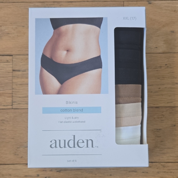 Auden Womens Multicolors Size 2XL (17) Cotton Blend Light & Airy Bikinis 6 Pack - Picture 1 of 5